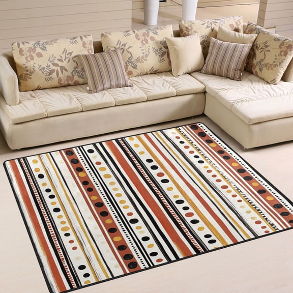 Yayeee Area Rugs for Living Room 5.2'x4' Non Slip Washable Bedroom Floor Carpet, Brown Abstract Dots