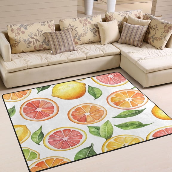 Yayeee Area Rugs for Living Room 5.2'x4' Non Slip Washable Bedroom Floor Carpet, Candy Orange