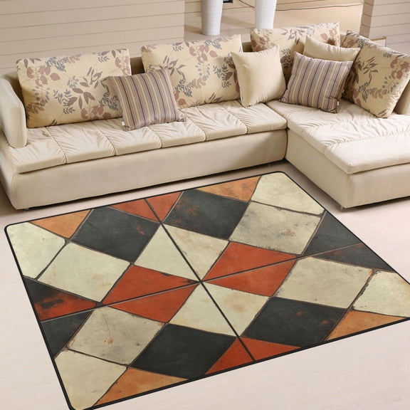Yayeee Area Rugs for Living Room 5.2'x4' Indoor Non Slip Washable Bedroom Carpet, Checkered Pattern