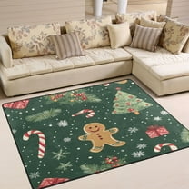 Yayeee Area Rugs for Living Room 5.2'x4' Non Slip Washable Bedroom Floor Carpet, Christmas Gingerbread