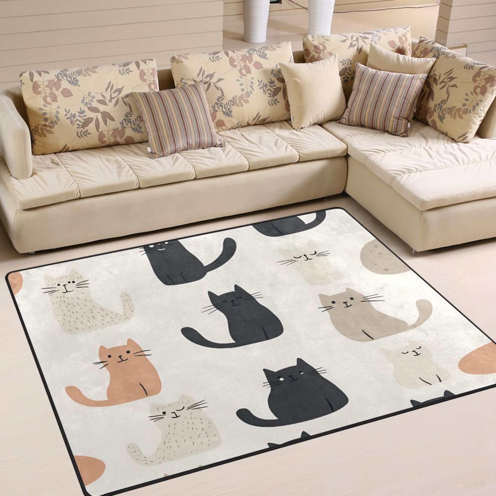 Yayeee Area Rugs for Living Room 5.2'x4' Non Slip Washable Bedroom ...