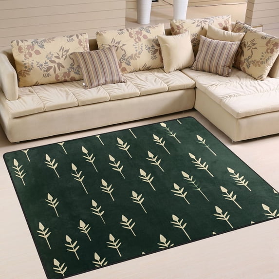Yayeee Area Rugs for Living Room 5.2'x4' Non Slip Washable Bedroom Floor Carpet, Dark Green Plants
