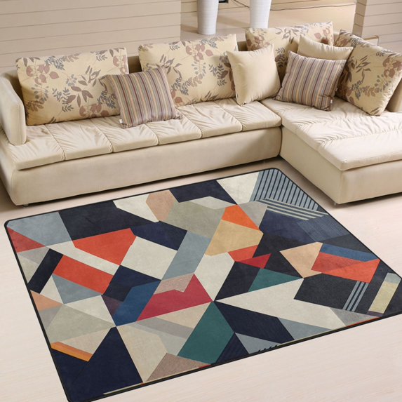 Yayeee Area Rugs for Living Room 5.2'x4' Indoor Non Slip Washable Bedroom Carpet, Geometric Pattern