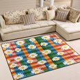 thumbnail image 1 of Yayeee Area Rugs for Living Room 5.2'x4' Non Slip Washable Bedroom Floor Carpet, Green Checkered Daisy, 1 of 5