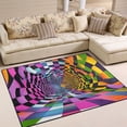 thumbnail image 1 of Yayeee Area Rugs for Living Room 5.2'x4' Non Slip Washable Bedroom Floor Carpet, Green Wavy Plaid, 1 of 5