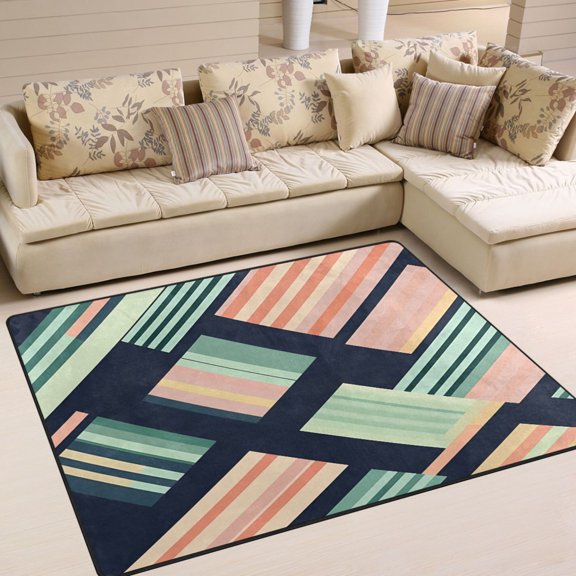 Yayeee Area Rugs for Living Room 5.2'x4' Non Slip Washable Bedroom Floor Carpet, Isometric Pink