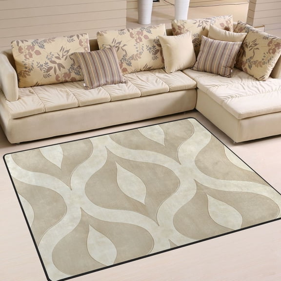 Yayeee Area Rugs for Living Room 5.2'x4' Indoor Non Slip Washable Bedroom Carpet, Light Brown Pattern