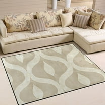 Yayeee Area Rugs for Living Room 5.2'x4' Non Slip Washable Bedroom Floor Carpet, Light Brown Pattern