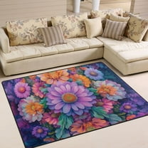 Yayeee Area Rugs for Living Room 5.2'x4' Non Slip Washable Bedroom Floor Carpet, Light Purple Flowers