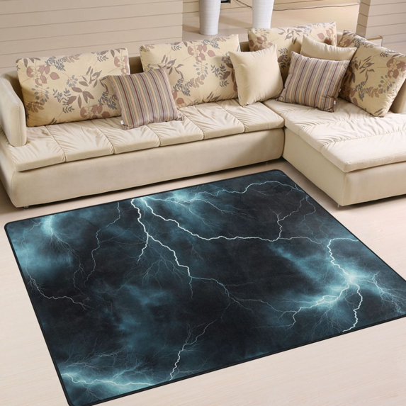 Yayeee Area Rugs for Living Room 5.2'x4' Indoor Non Slip Washable Bedroom Carpet, Lightning Pattern