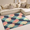 thumbnail image 1 of Yayeee Area Rugs for Living Room 5.2'x4' Non Slip Washable Bedroom Floor Carpet, Pink Cubes, 1 of 5