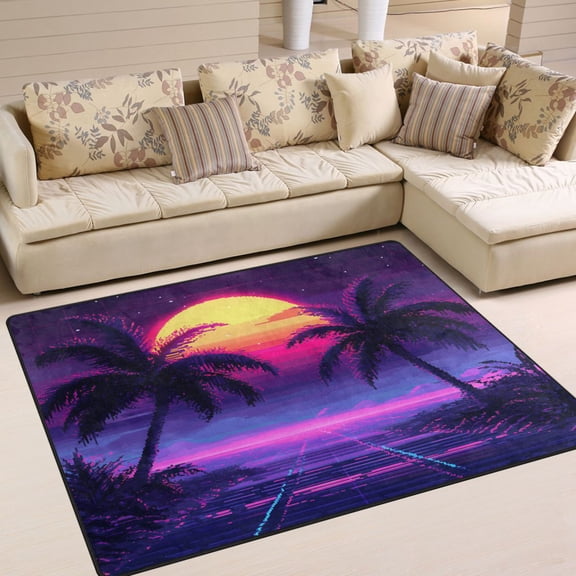 Yayeee Area Rugs for Living Room 5.2'x4' Non Slip Washable Bedroom Floor Carpet, Pink Digital Art