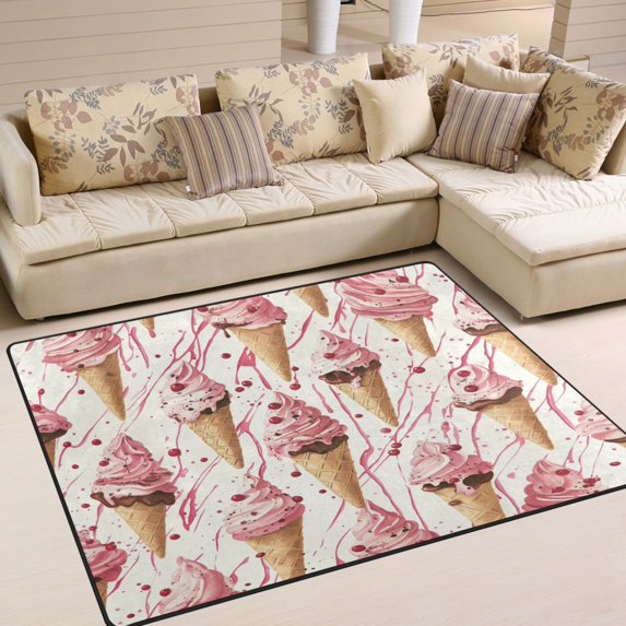 Yayeee Area Rugs for Living Room 5.2'x4' Non Slip Washable Bedroom Floor Carpet, Pink Ice Cream Pattern