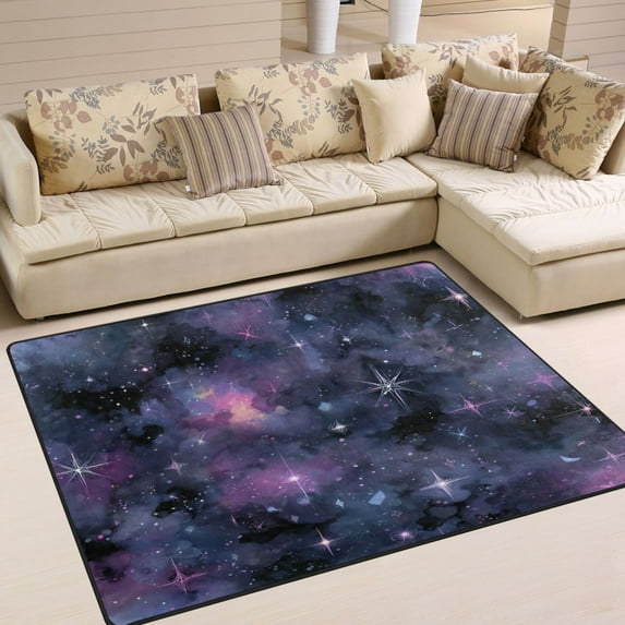 Yayeee Area Rugs for Living Room 5.2'x4' Non Slip Washable Bedroom Floor Carpet, Purple Sky Pattern