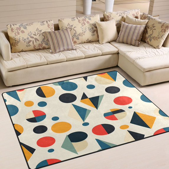 Yayeee Area Rugs for Living Room 5.2'x4' Non Slip Washable Bedroom Floor Carpet, Red Geometric