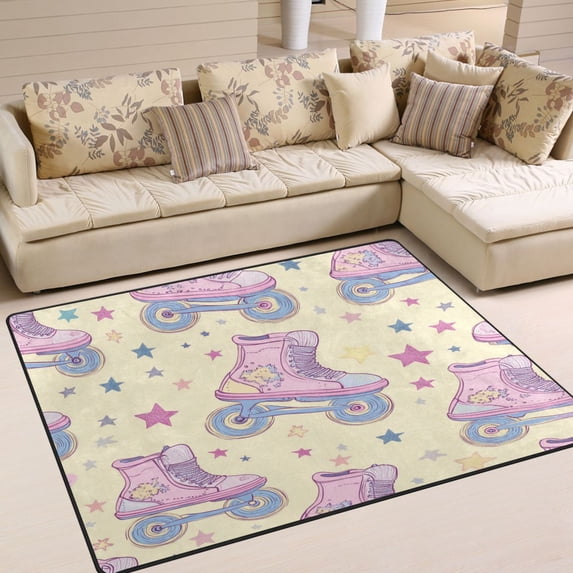 Yayeee Area Rugs for Living Room 5.2'x4' Non Slip Washable Bedroom Floor Carpet, Roller Disco