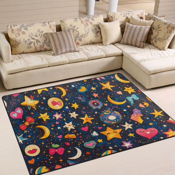 Yayeee Area Rugs for Living Room 5.2'x4' Indoor Non Slip Washable Bedroom Carpet, Small Space Pattern