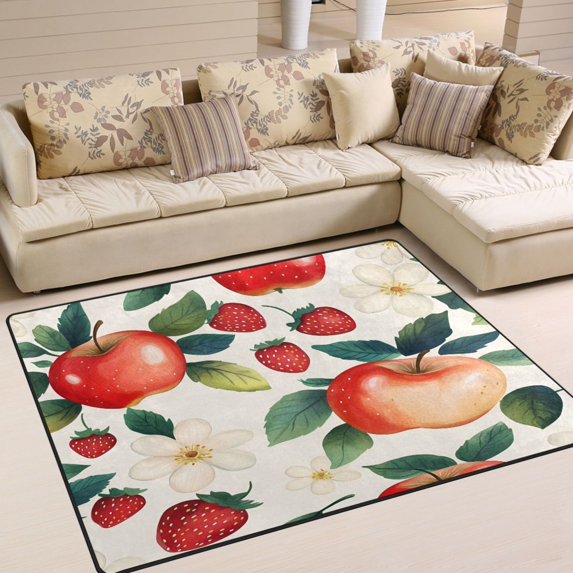 Yayeee Area Rugs for Living Room 5.2'x4' Non Slip Washable Bedroom Floor Carpet, Strawberry Pattern