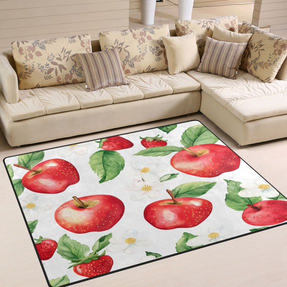 Yayeee Area Rugs for Living Room 5.2'x4' Non Slip Washable Bedroom Floor Carpet, White Apple Pattern
