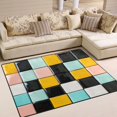 thumbnail image 1 of Yayeee Area Rugs for Living Room 5.2'x4' Non Slip Washable Bedroom Floor Carpet, Yellow Checkered Pattern, 1 of 6