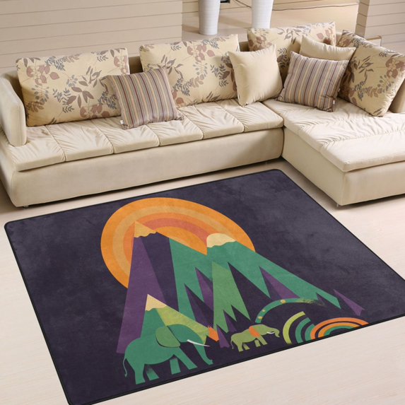 Yayeee Area Rugs for Living Room 6.7'x4.8' Indoor Non Slip Washable Bedroom Carpet, Abstract Animals