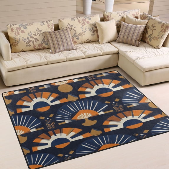 Yayeee Area Rugs for Living Room 6.7'x4.8' Non Slip Washable Bedroom Floor Carpet, Art Geometric Pattern