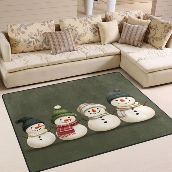 Yayeee Area Rugs for Living Room 6.7'x4.8' Non Slip Washable Bedroom Floor Carpet, Beige Snowmen