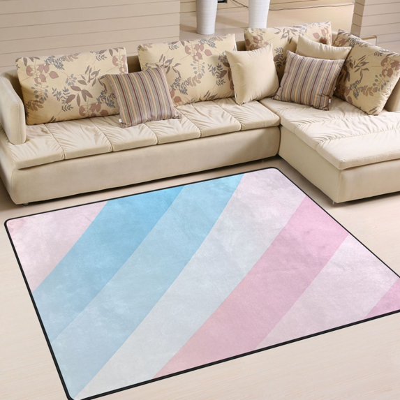 Yayeee Area Rugs for Living Room 6.7'x4.8' Non Slip Washable Bedroom Floor Carpet, Blue Gradient