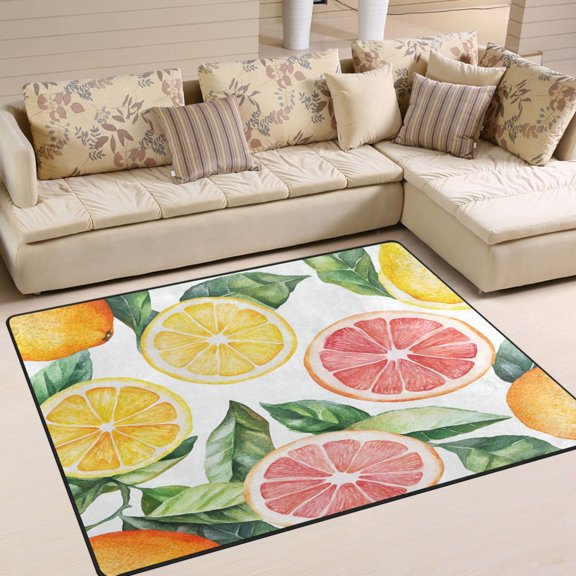 Yayeee Area Rugs for Living Room 6.7'x4.8' Non Slip Washable Bedroom Floor Carpet, Candy Grapefruit