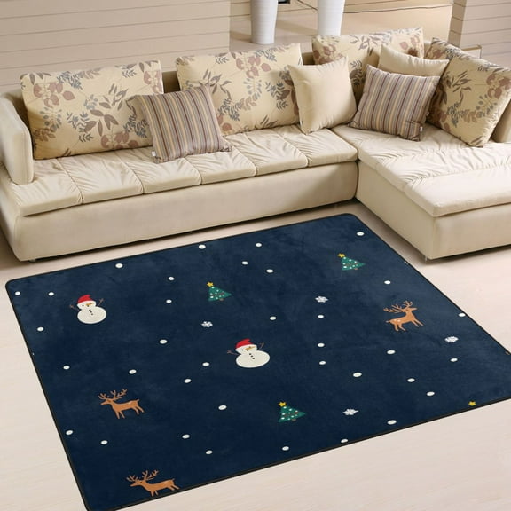 Yayeee Area Rugs for Living Room 6.7'x4.8' Non Slip Washable Bedroom Floor Carpet, Christmas Whimsy