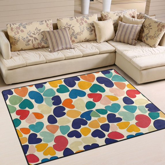 Yayeee Area Rugs for Living Room 6.7'x4.8' Indoor Non Slip Washable Bedroom Carpet, Colorful Clover Pattern