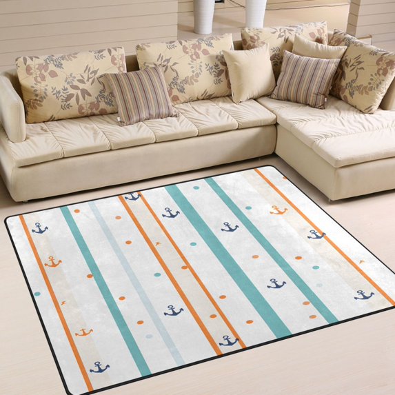 Yayeee Area Rugs for Living Room 6.7'x4.8' Non Slip Washable Bedroom Floor Carpet, Cute Nautical Pattern