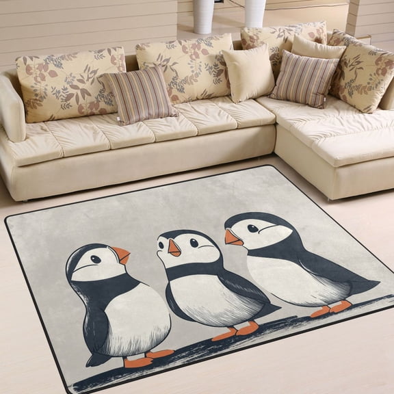 Yayeee Area Rugs for Living Room 6.7'x4.8' Indoor Non Slip Washable Bedroom Carpet, Cute Puffin