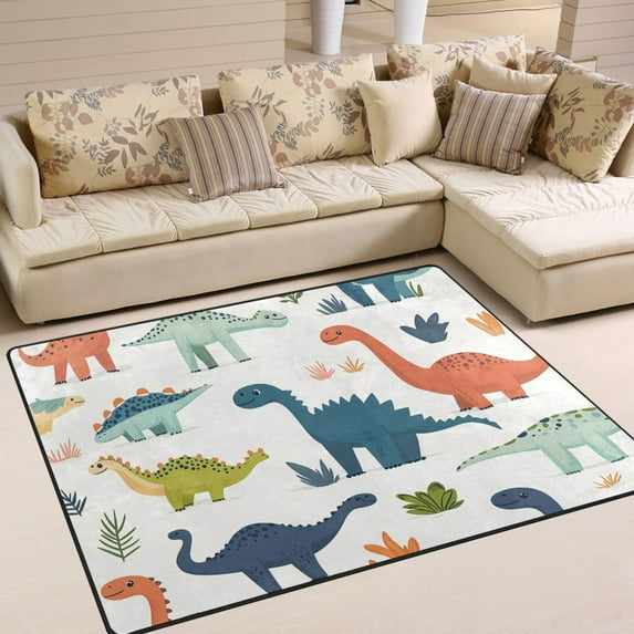 Yayeee Area Rugs for Living Room 6.7'x4.8' Indoor Non Slip Washable Bedroom Carpet, Dinosaur Pattern