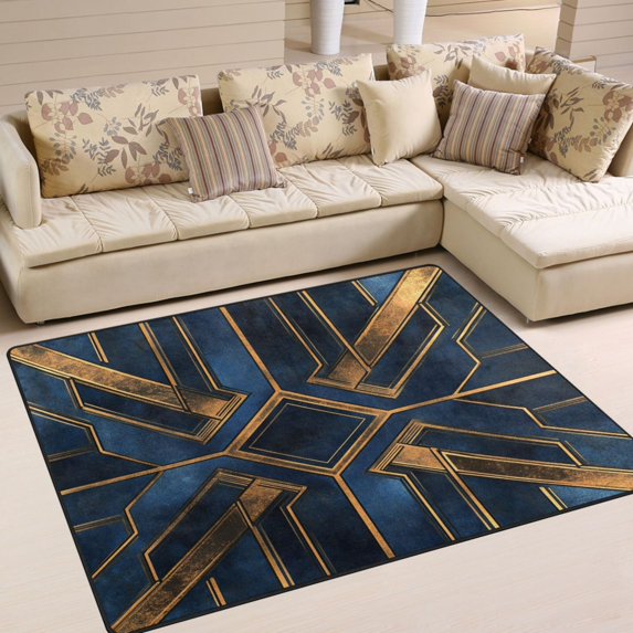 Yayeee Area Rugs for Living Room 6.7'x4.8' Non Slip Washable Bedroom Floor Carpet, Elegant Geometric Pattern