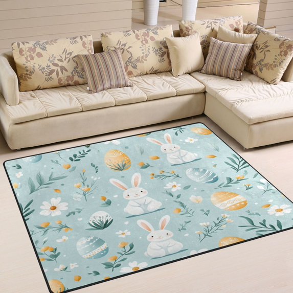 Yayeee Area Rugs for Living Room 6.7'x4.8' Non Slip Washable Bedroom Floor Carpet, Floral Easter