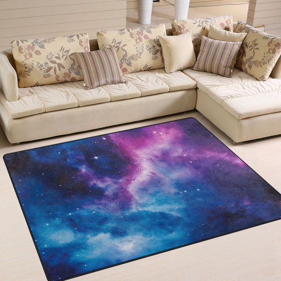 Yayeee Area Rugs for Living Room 6.7'x4.8' Indoor Non Slip Washable Bedroom Carpet, Galaxy Pattern