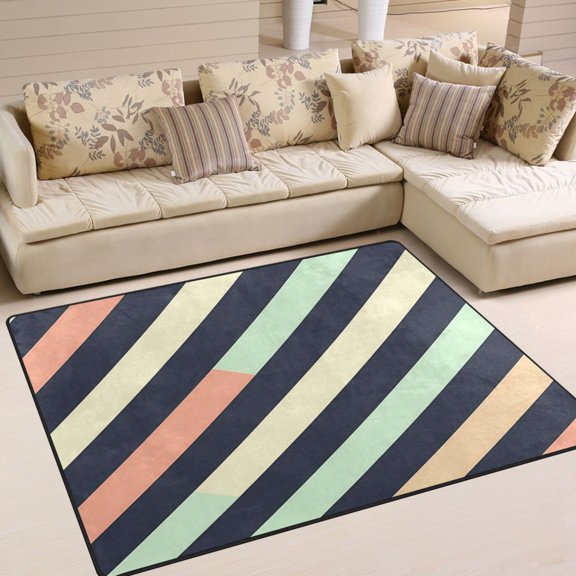 Yayeee Area Rugs for Living Room 6.7'x4.8' Non Slip Washable Bedroom Floor Carpet, Isometric Green