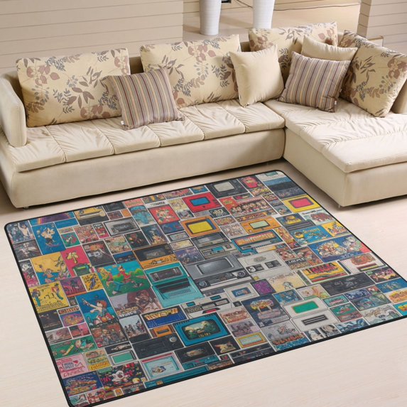 Yayeee Area Rugs for Living Room 6.7'x4.8' Indoor Non Slip Washable Bedroom Carpet, Large Retro Collection Pattern