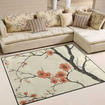 Yayeee Area Rugs for Living Room 6.7'x4.8' Non Slip Washable Bedroom Floor Carpet, Light Red Flowers