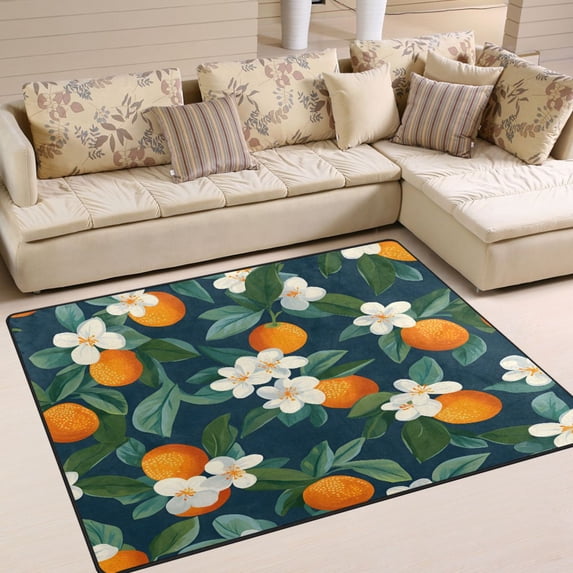 Yayeee Area Rugs for Living Room 6.7'x4.8' Non Slip Washable Bedroom Floor Carpet, Orange Fruit