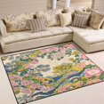 thumbnail image 1 of Yayeee Area Rugs for Living Room 6.7'x4.8' Non Slip Washable Bedroom Floor Carpet, Pink Floral Wave, 1 of 5