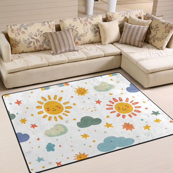 Yayeee Area Rugs for Living Room 6.7'x4.8' Indoor Non Slip Washable Bedroom Carpet, Rainbows Pattern