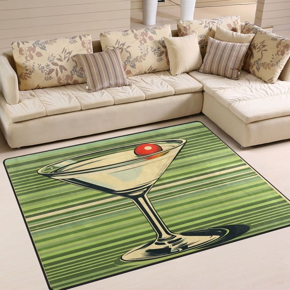 Yayeee Area Rugs for Living Room 6.7'x4.8' Non Slip Washable Bedroom Floor Carpet, Red Martini