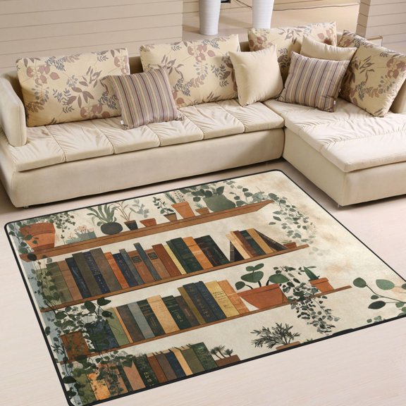 Yayeee Area Rugs for Living Room 6.7'x4.8' Indoor Non Slip Washable Bedroom Carpet, Shelf Plants