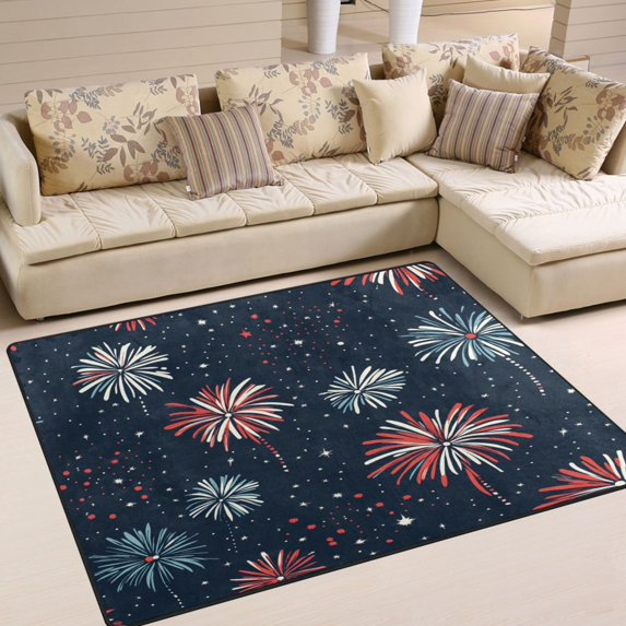 Yayeee Area Rugs for Living Room 6.7'x4.8' Non Slip Washable Bedroom Floor Carpet, Starry Fireworks Pattern