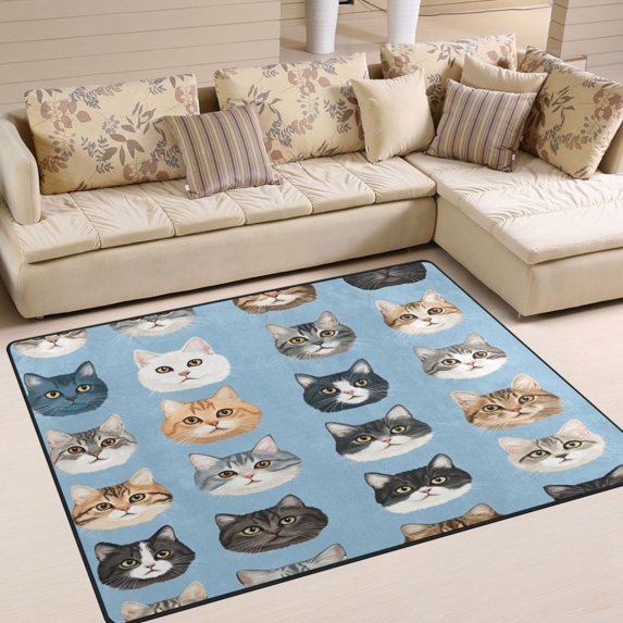 Yayeee Area Rugs for Living Room 6.7'x4.8' Non Slip Washable Bedroom Floor Carpet, Vibrant Cute Cat