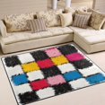 thumbnail image 1 of Yayeee Area Rugs for Living Room 6.7'x4.8' Non Slip Washable Bedroom Floor Carpet, White Checkered Pattern, 1 of 6