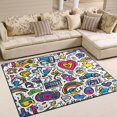 thumbnail image 1 of Yayeee Area Rugs for Living Room 6.7'x4.8' Non Slip Washable Bedroom Floor Carpet, White Doodle Pattern, 1 of 5