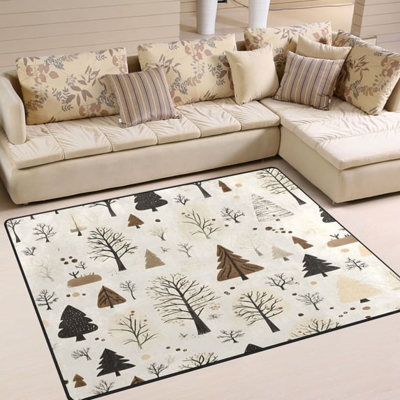 Yayeee Area Rugs for Living Room 6.7'x4.8' Non Slip Washable Bedroom Floor Carpet, Winter Forest